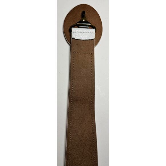 Chico’s Mother Of Pearl Beaded Designer White Leather Belt New - Picture 12 of 16